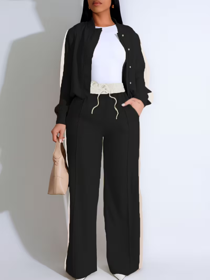 Color-Blocked Loose Women'S Casual Two-Piece Set