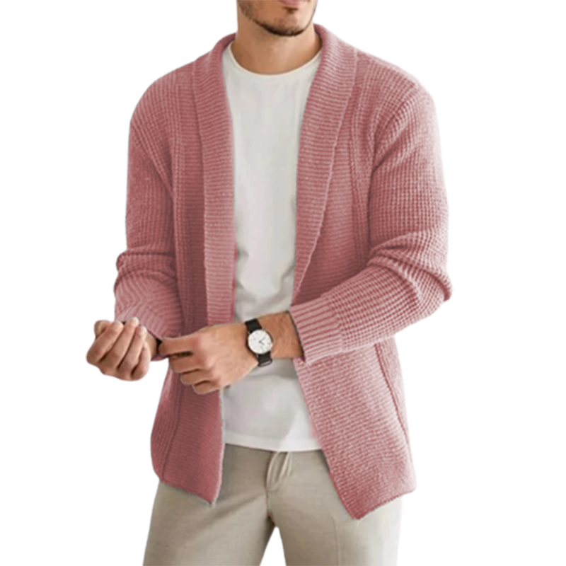 Men's Classic Casual Lapel Long Sleeve Cashmere Knit Cardigan