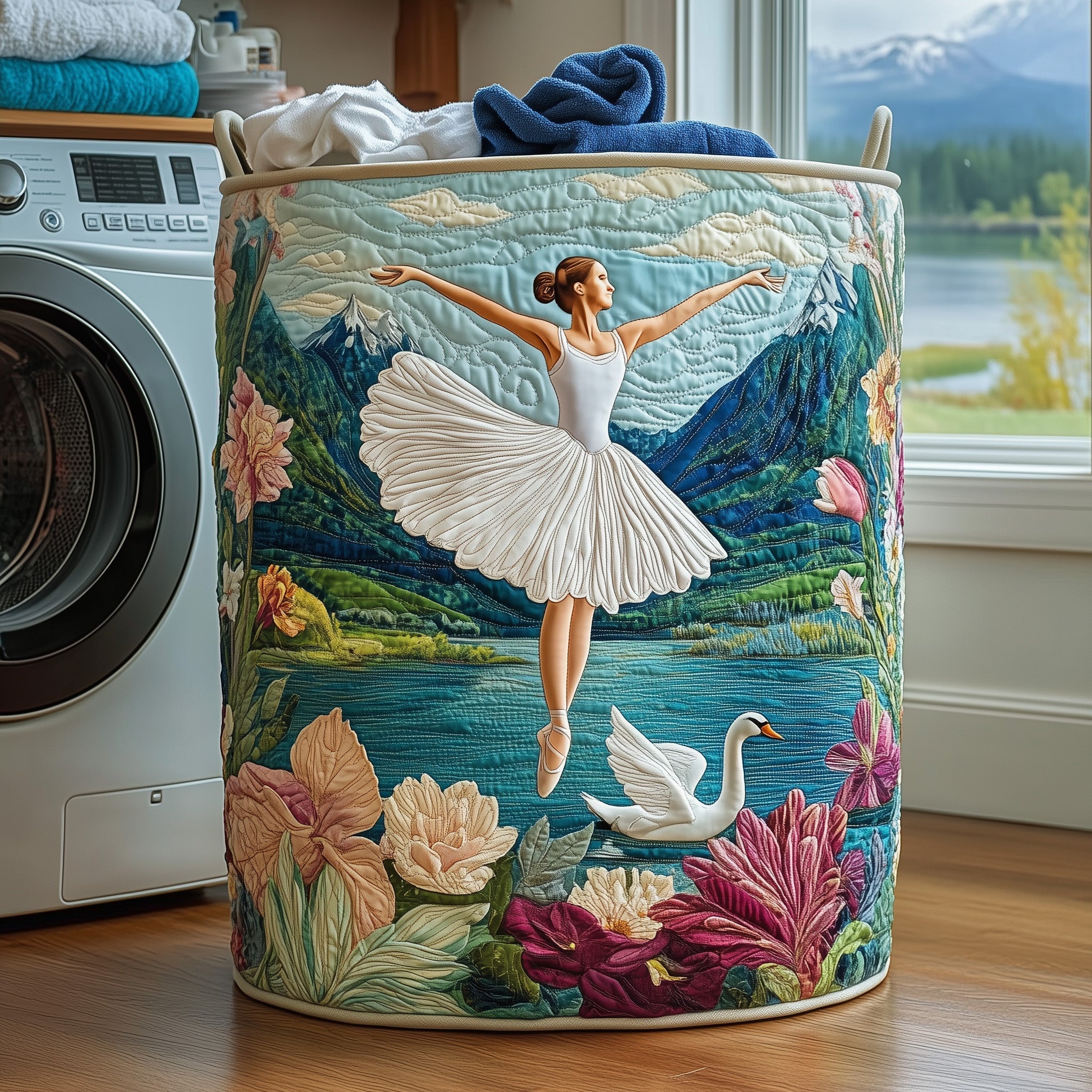 Elegant Ballerina Quilted Laundry Basket GFTOHD10074