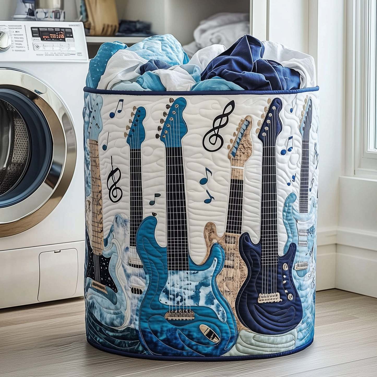Elegant Guitar Quilted Laundry Basket GFTOHD10090