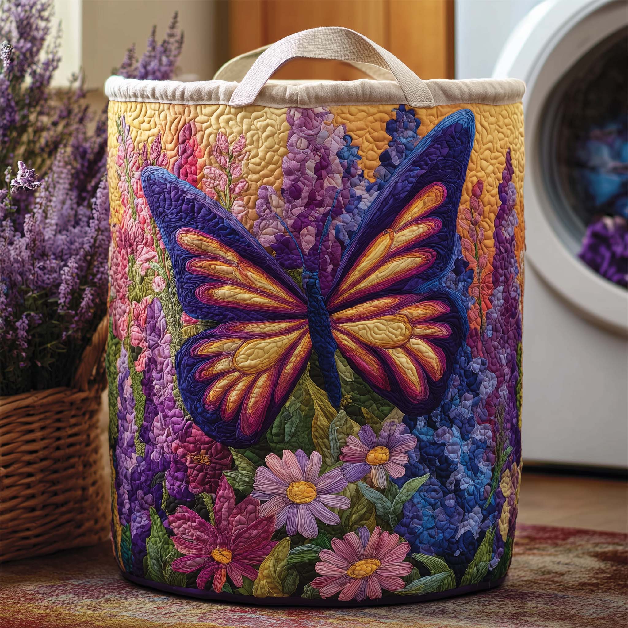 Violet Wings Quilted Laundry Basket GFTOQM1766