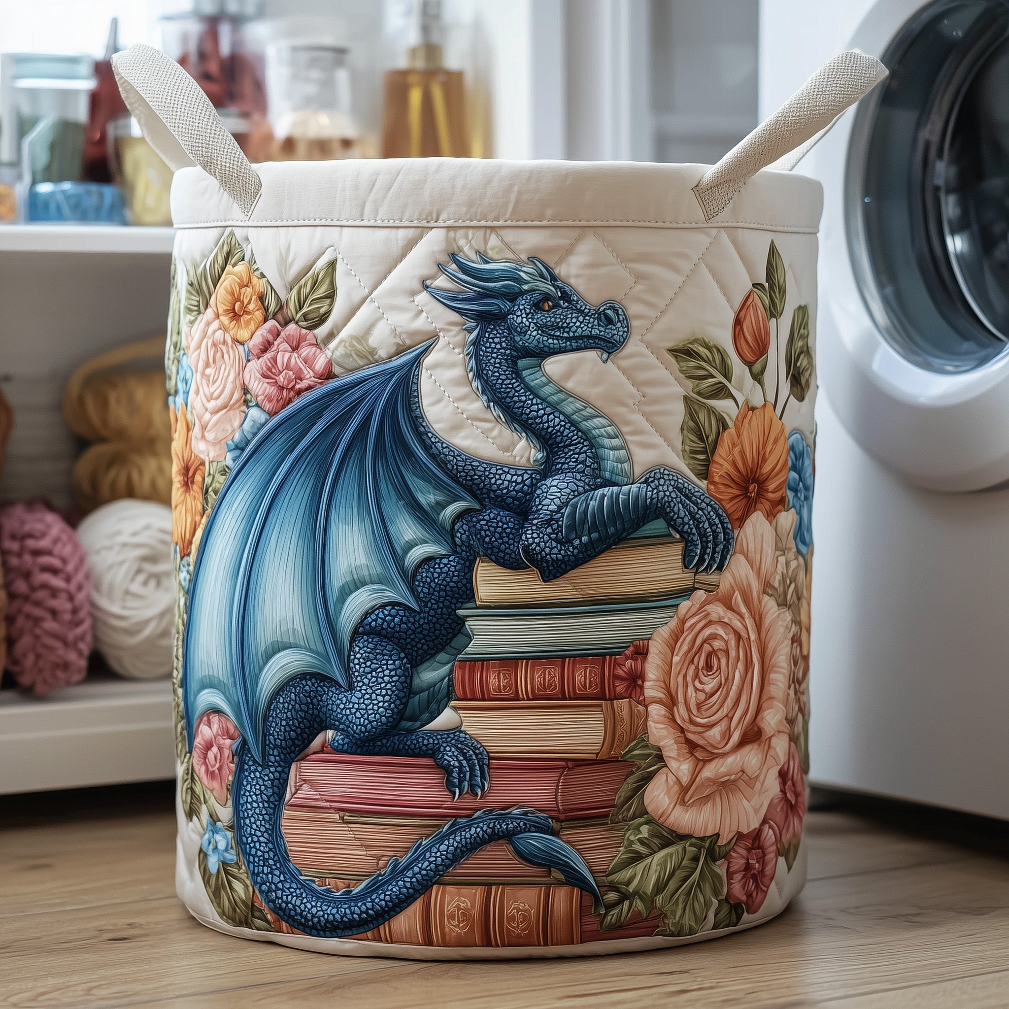 Library Dragon Quilted Laundry Basket GFTOTP11123