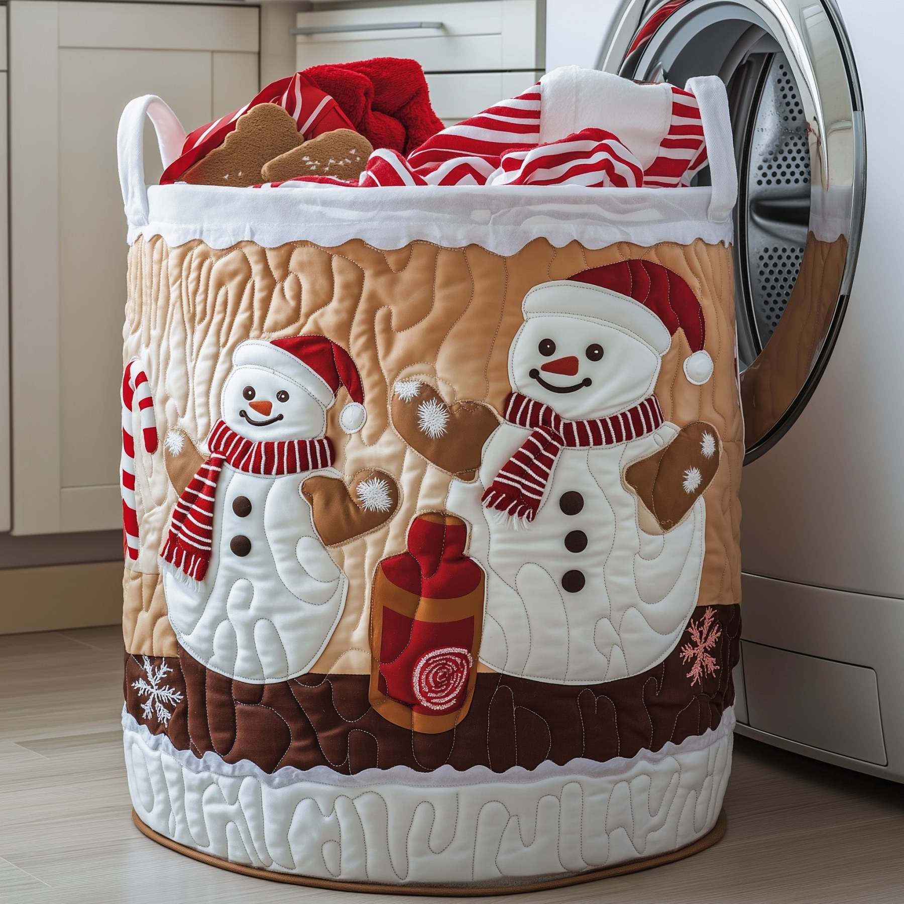 Snowman Baking Quilted Laundry Basket GFTOYC690