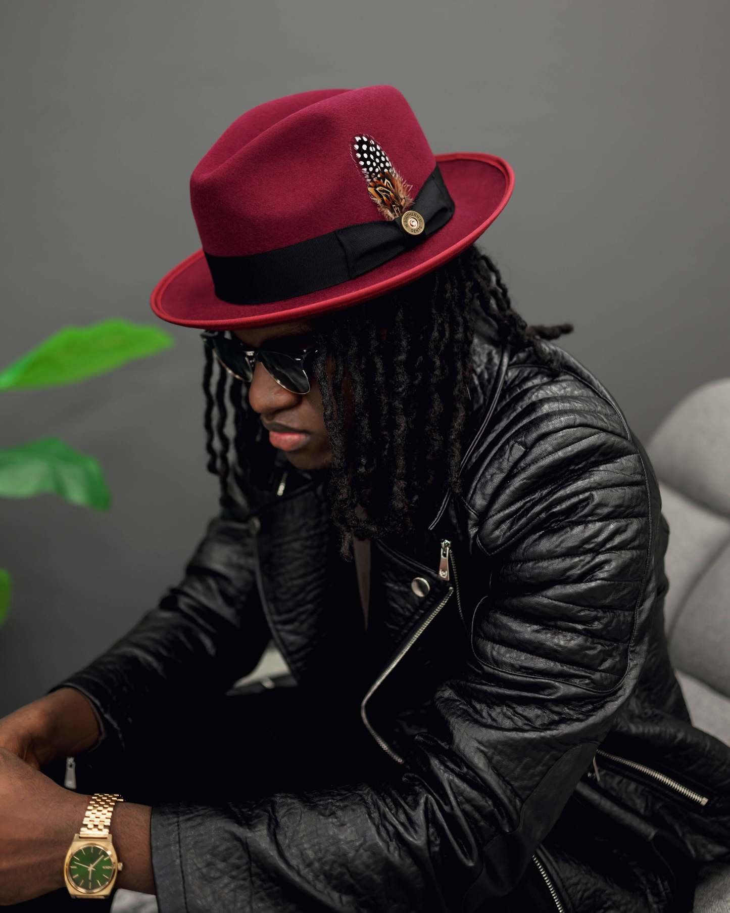 Trilby Fedora Hat -Burgundy V2