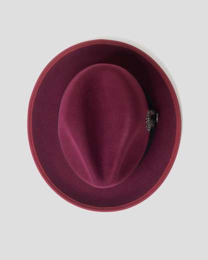 Trilby Fedora Hat -Burgundy V2