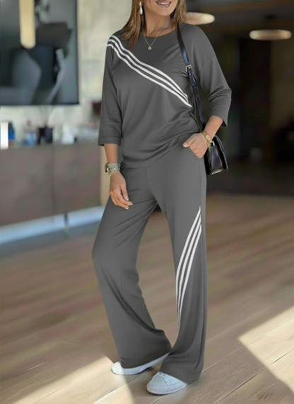 NEW🔥 Women's Soft Striped Design Set with Wide Fit Pants
