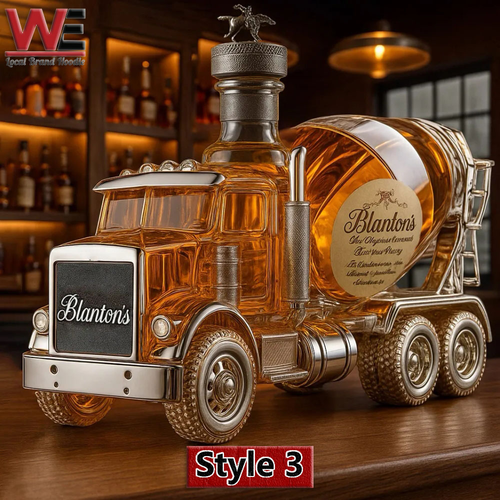 Cement Mixer Truck Whiskey Bottle