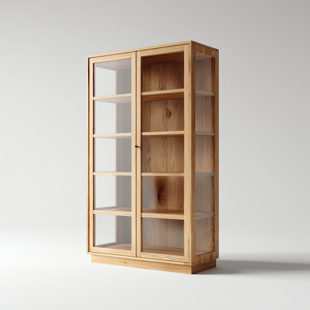 Armadietto Da Cucina Legno-Vetro 85X40X185 Cm - Legno Naturale-Trasparente - Con Ante A Vetro E Ripiani Multipli - Adatto Alla Cucina - Design Moderno-Airyene