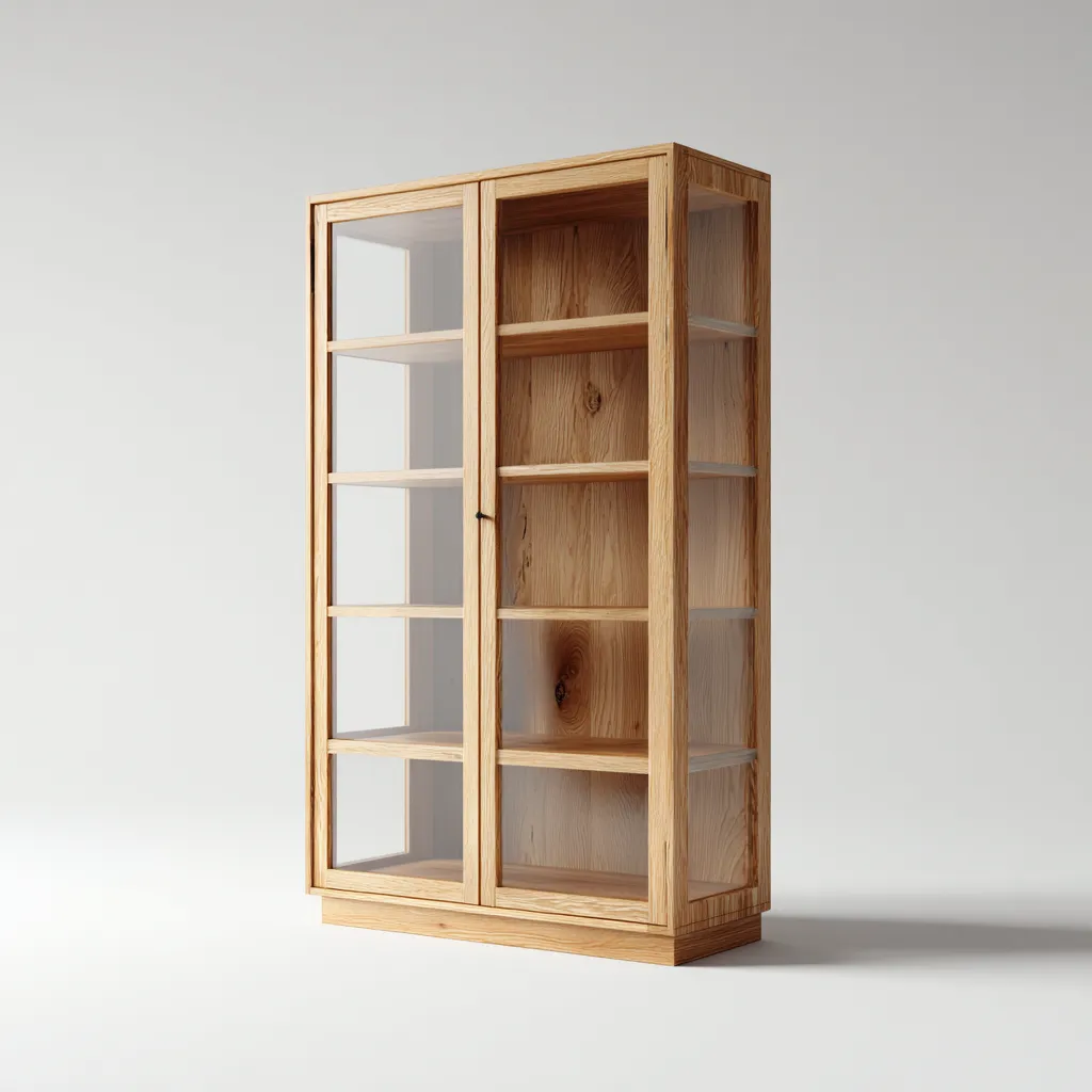 Armadietto Da Cucina Legno-Vetro 85X40X185 Cm - Legno Naturale-Trasparente - Con Ante A Vetro E Ripiani Multipli - Adatto Alla Cucina - Design Moderno-Airyene