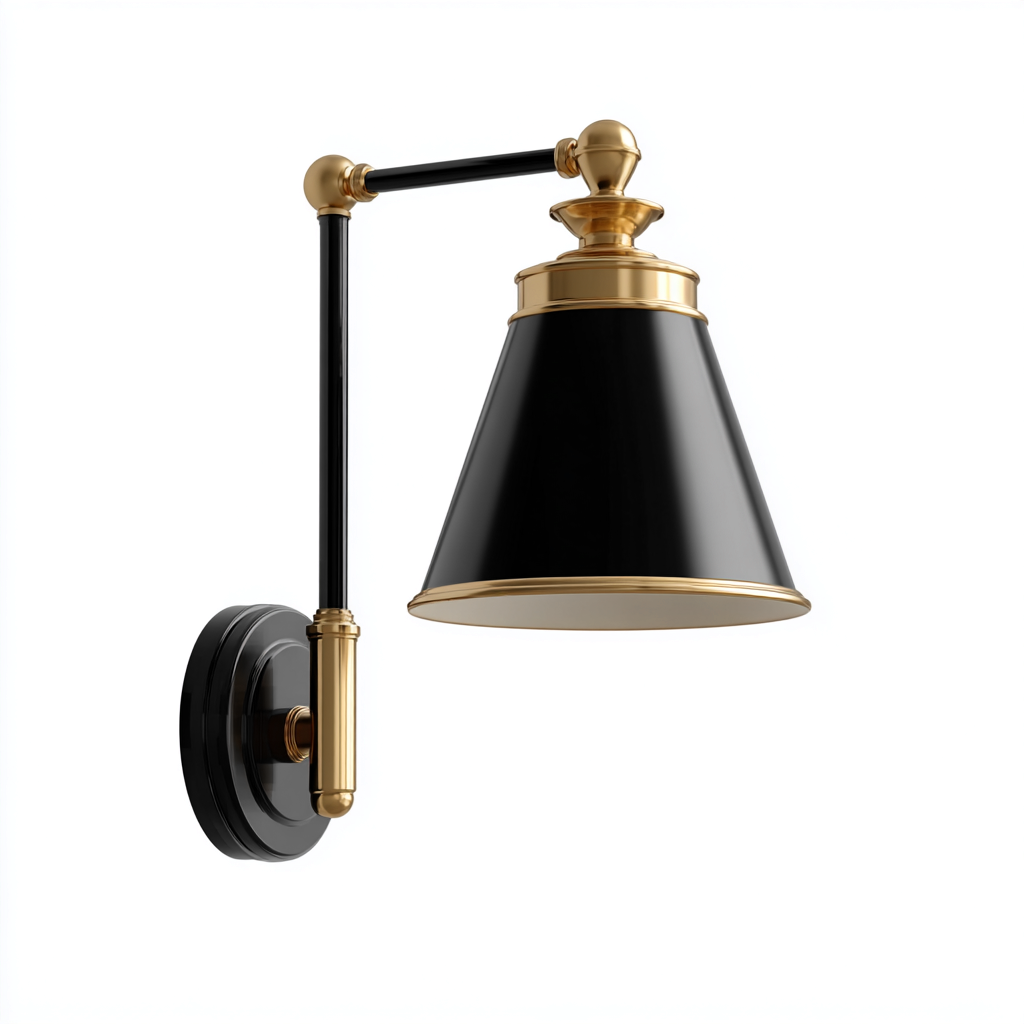 Applique In Metallo 18x22x32 Cm - Nero E Oro - Stile Classico Per Soggiorno-Airyene