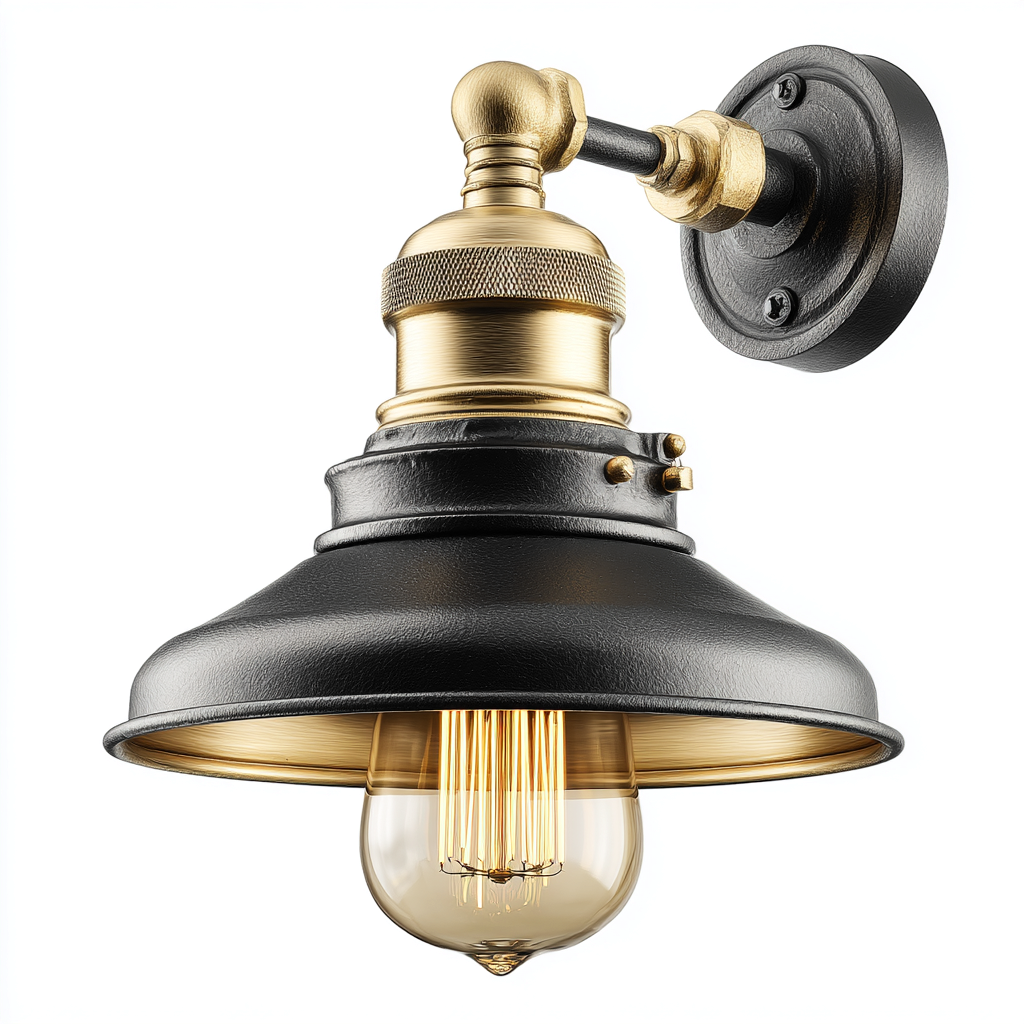 Applique In Metallo 18x22x24 Cm - Nero-Oro - Per Soggiorno - Design Industriale-Airyene