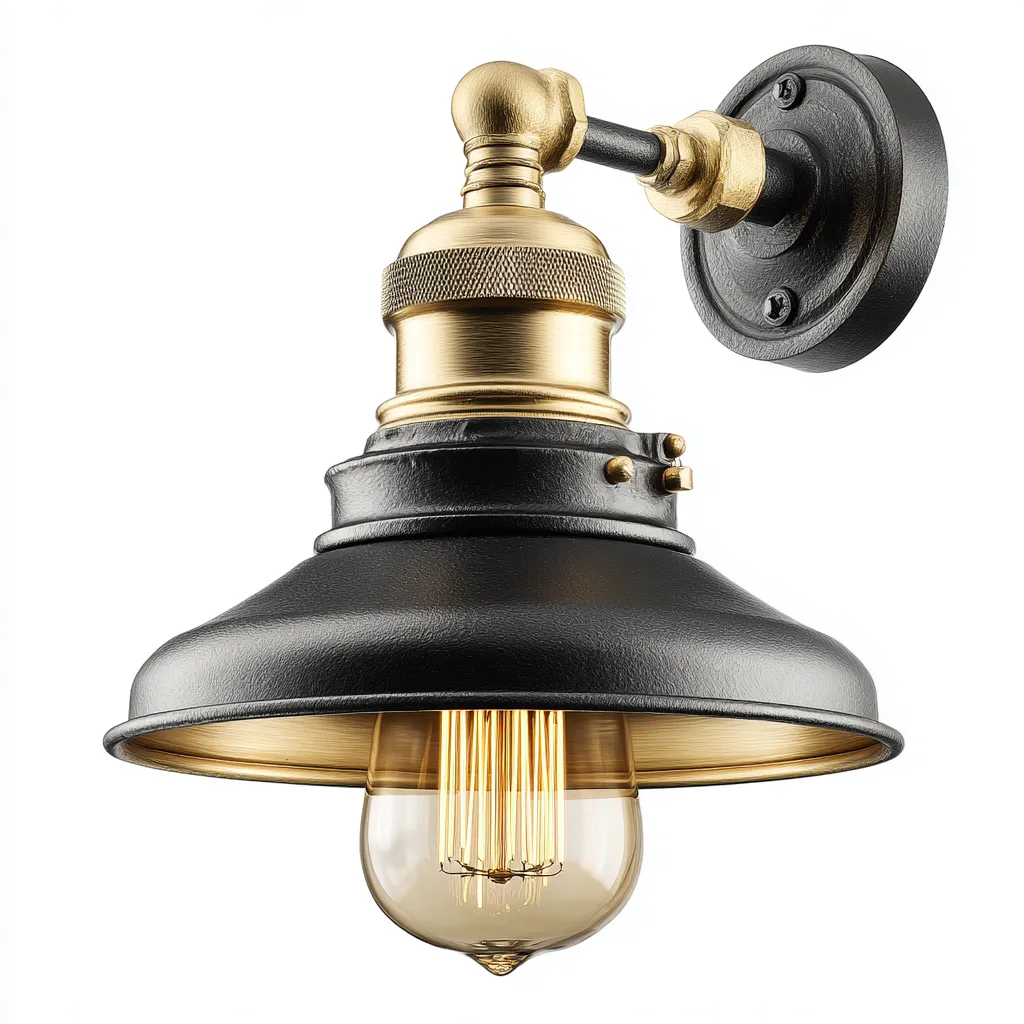 Applique In Metallo 18x22x24 Cm - Nero-Oro - Per Soggiorno - Design Industriale-Airyene