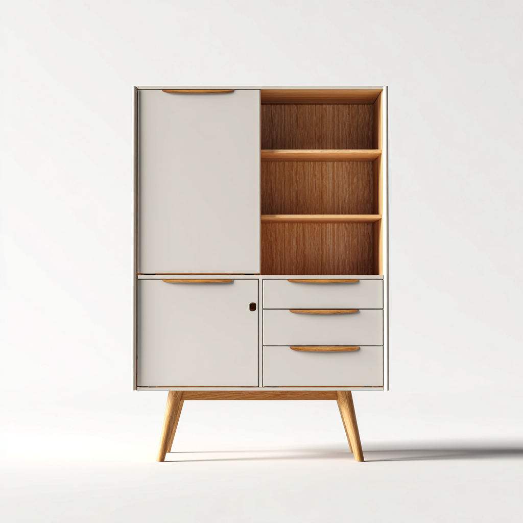 Armadietto Da Cucina Legno-Pannelli 90X40X150 Cm - Bianco-Legno Naturale - Con Ante E Cassetti Multipli - Adatto Alla Cucina - Design Moderno-Airyene