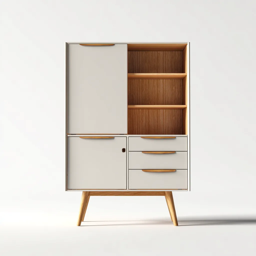 Armadietto Da Cucina Legno-Pannelli 90X40X150 Cm - Bianco-Legno Naturale - Con Ante E Cassetti Multipli - Adatto Alla Cucina - Design Moderno-Airyene