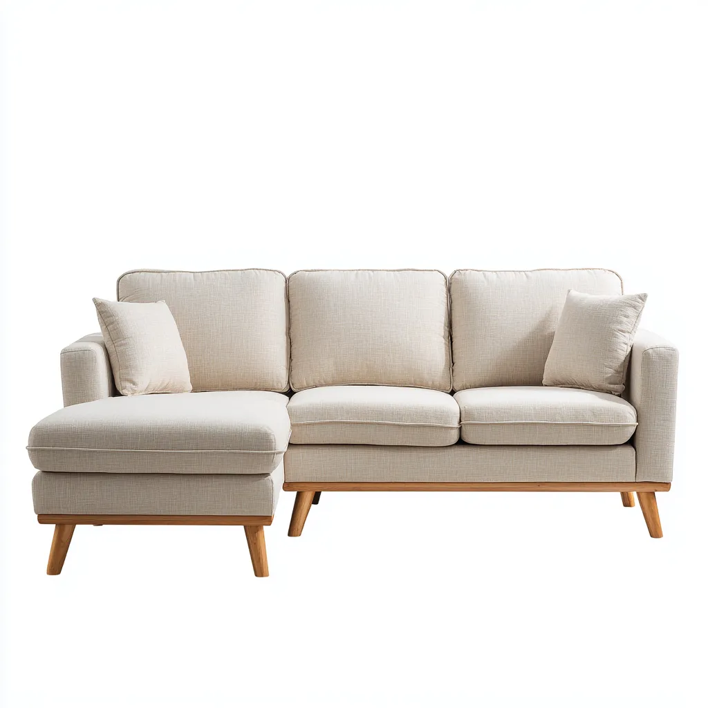 Divano Angolare In Tessuto 276x166x84 Cm - Beige - Design Moderno Per Soggiorno-Airyene