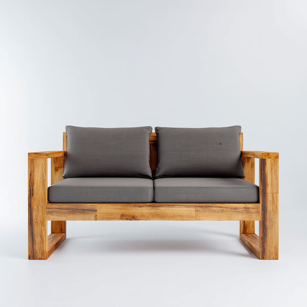 Divano Da Esterno In Legno 138x74x81 Cm - Grigio-Naturale - Adeguato Per Giardino - Design Moderno-Airyene