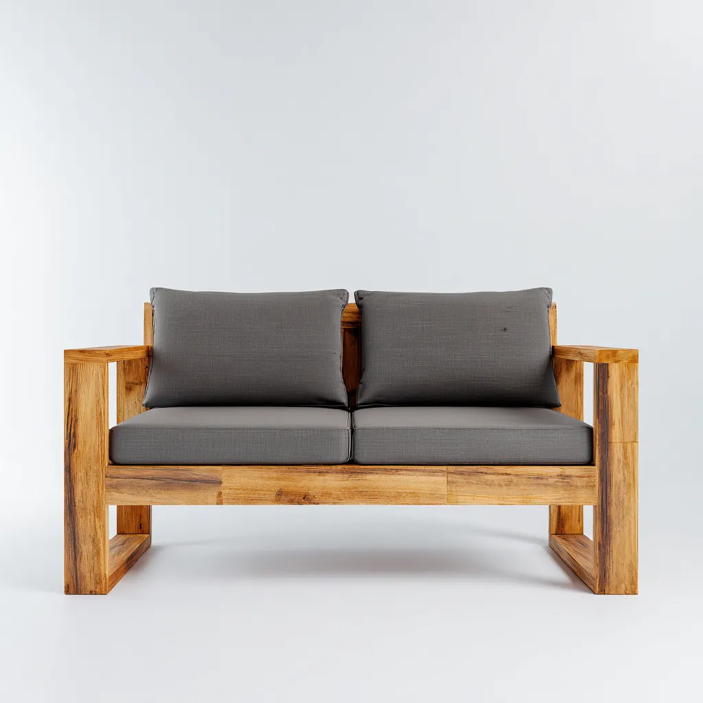 Divano Da Esterno In Legno 138x74x81 Cm - Grigio-Naturale - Adeguato Per Giardino - Design Moderno-Airyene