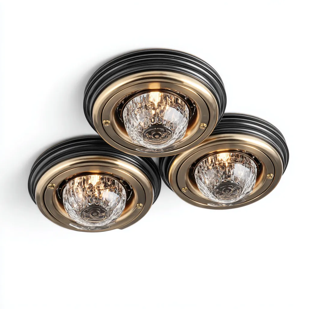 Lampada Da Soffitto Metallo Nero Vetro Trasparente Lavorato 34X32X14 Cm - Nero-Oro - Design Classico - Per Soggiorno-Airyene