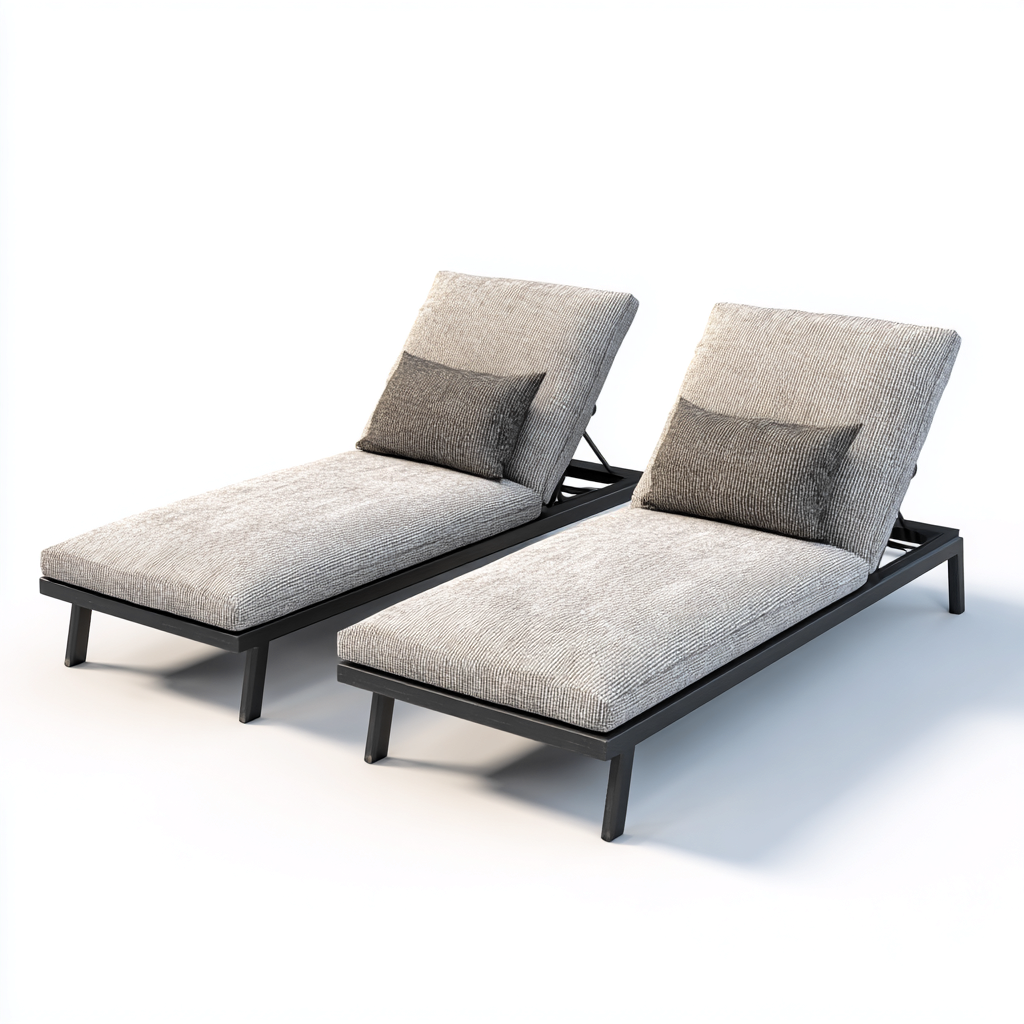 Lettini Da Sole Reclinabili - Struttura In Metallo - 193X68X97 Cm - Grigio-Nero - Design Moderno-Airyene