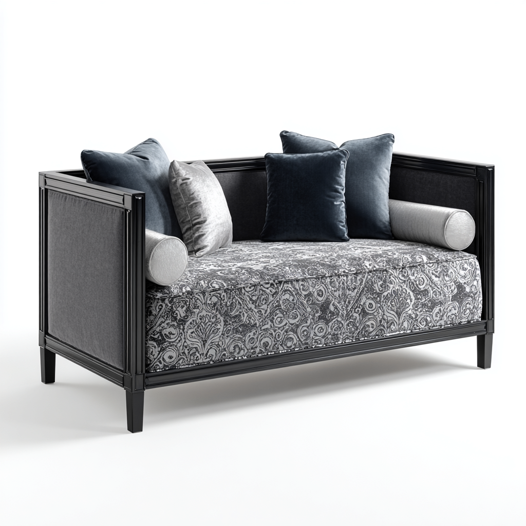 Divano Letto Struttura In Legno 210X90X105 Cm - Grigio-Nero - Imbottito - Adatto Alla Camera Da Letto - Design Classico Moderno-Airyene