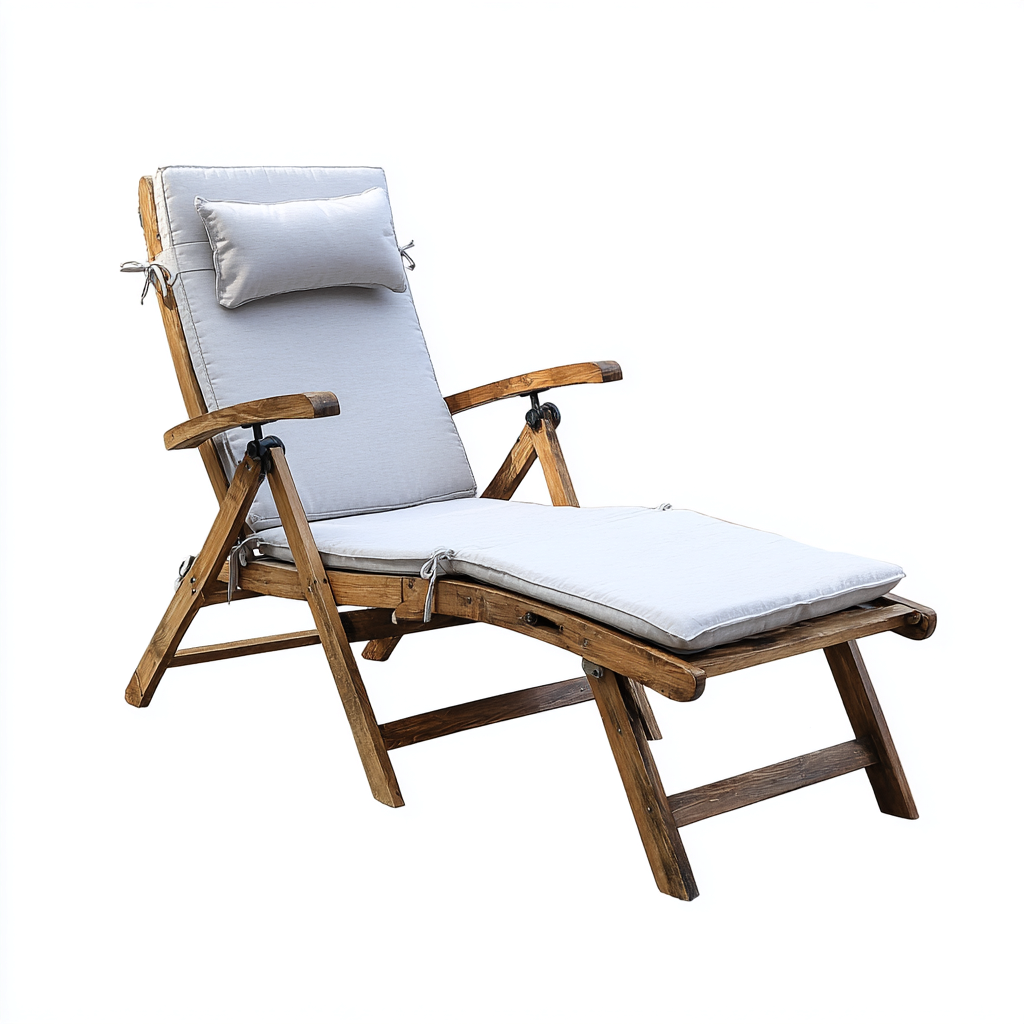 Lettino Da Sole In Legno 188x60x95 Cm - Grigio Chiaro-Naturale - Adeguato Per Giardino - Design Moderno-Airyene