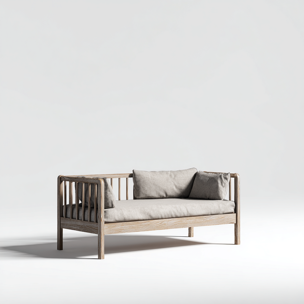 Divano Letto Legno Naturale 200X85X90 Cm - Beige-Legno Chiaro - Imbottito - Adatto Alla Camera Da Letto - Design Minimalista-Airyene