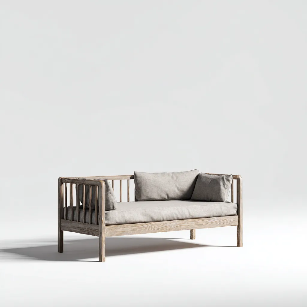 Divano Letto Legno Naturale 200X85X90 Cm - Beige-Legno Chiaro - Imbottito - Adatto Alla Camera Da Letto - Design Minimalista-Airyene