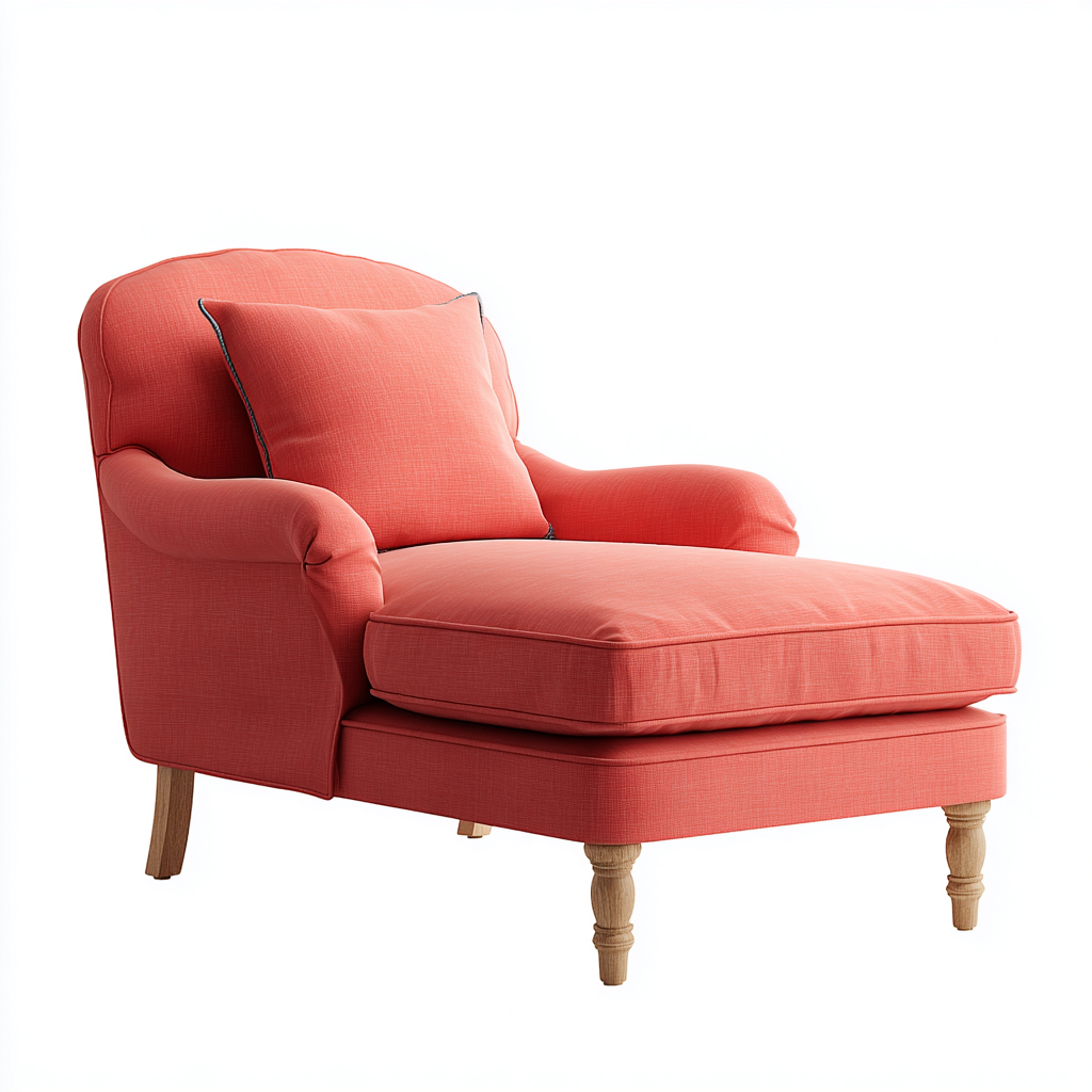 Chaise Longue Tessuto Legno 150X85X90 Cm - Corallo-Legno Chiaro - Design Classico - Per Soggiorno-Airyene