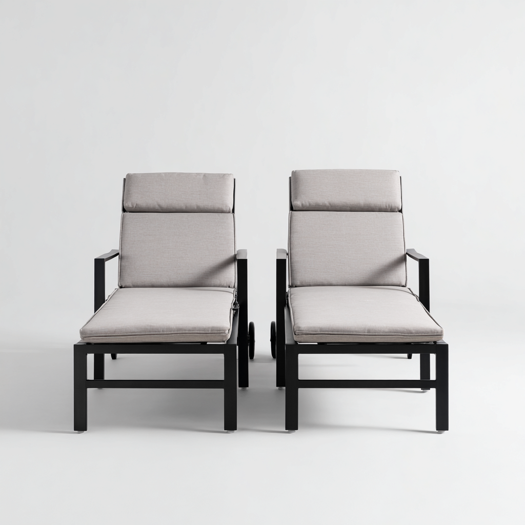 Lettini Da Sole Reclinabili 195x68x100 Cm - Grigio-Nero - Adeguati Per Giardino - Design Moderno-Airyene