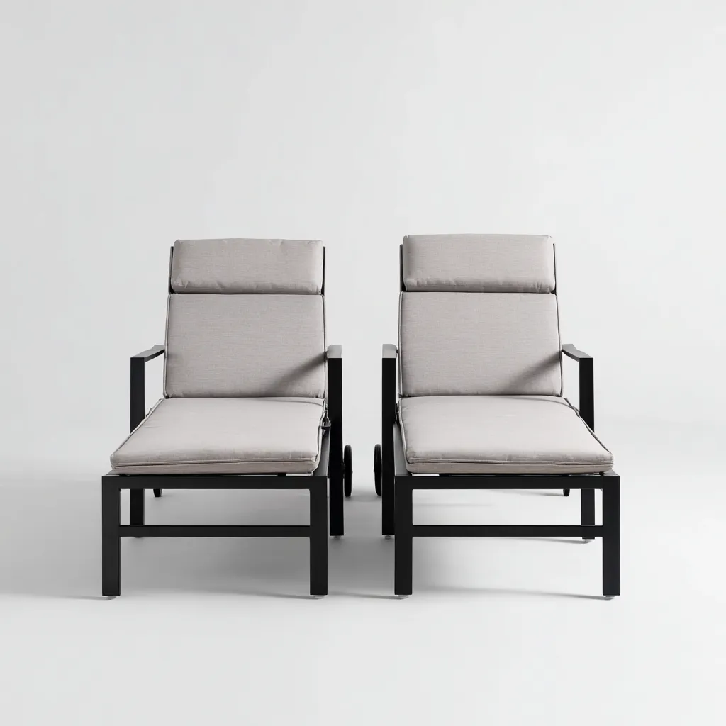 Lettini Da Sole Reclinabili 195x68x100 Cm - Grigio-Nero - Adeguati Per Giardino - Design Moderno-Airyene