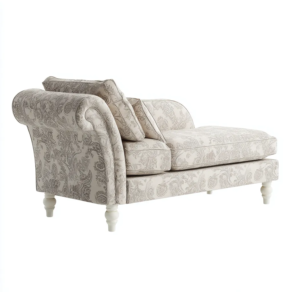 Chaise Longue Tessuto Legno 182X86X88 Cm - Avorio-Grigio Chiaro - Design Classico Elegante - Per Soggiorno-Airyene