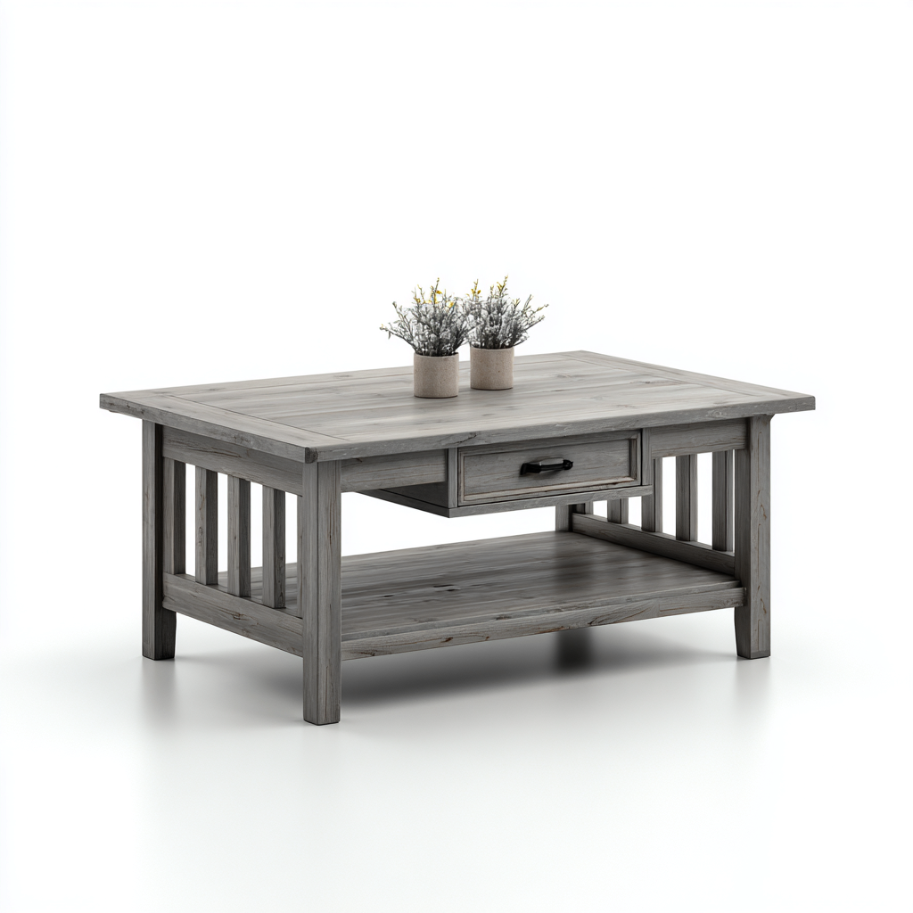 Tavolino Da Caffè-Legno-115X60X48 Cm-Grigio Legno-Design Classico-Airyene