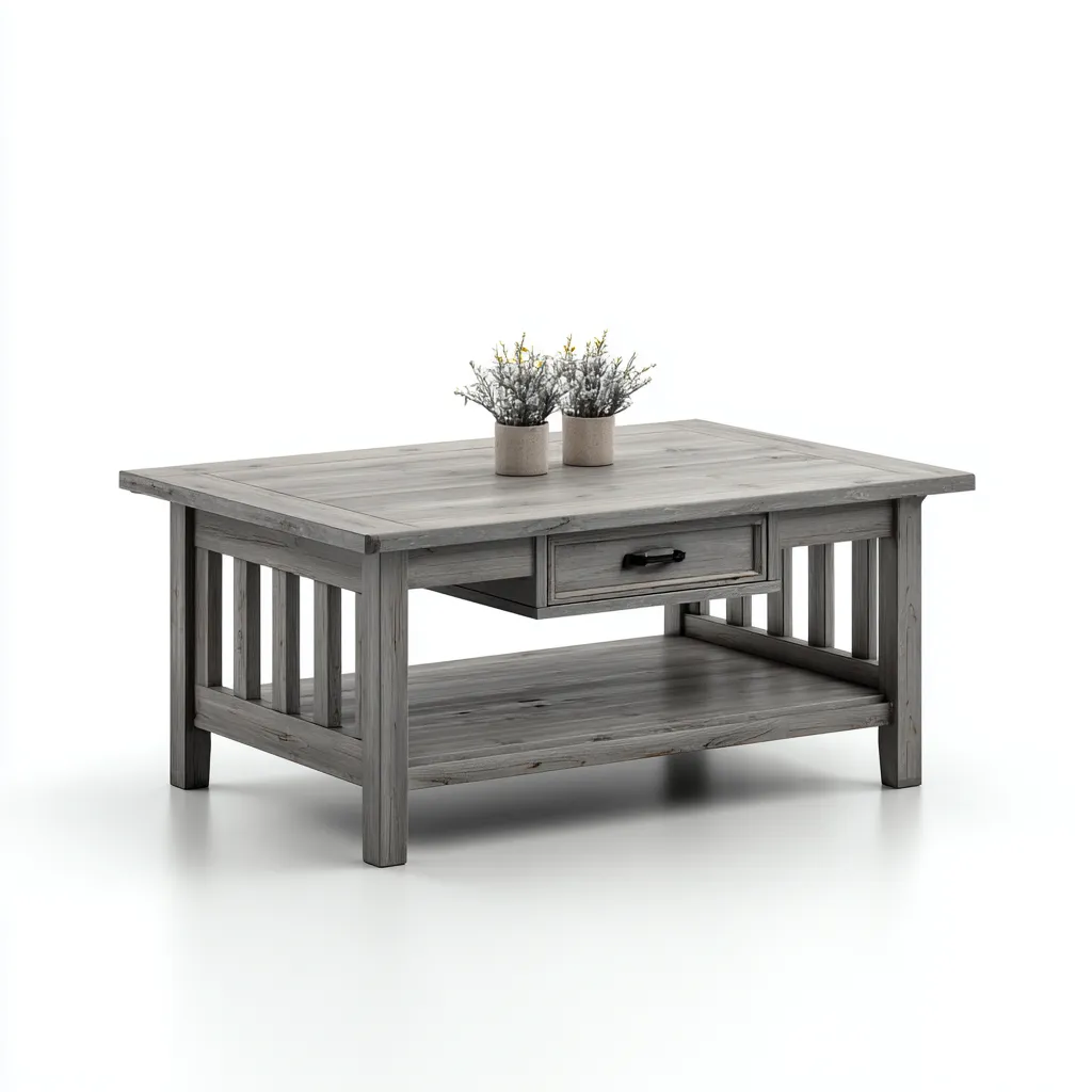 Tavolino Da Caffè-Legno-115X60X48 Cm-Grigio Legno-Design Classico-Airyene