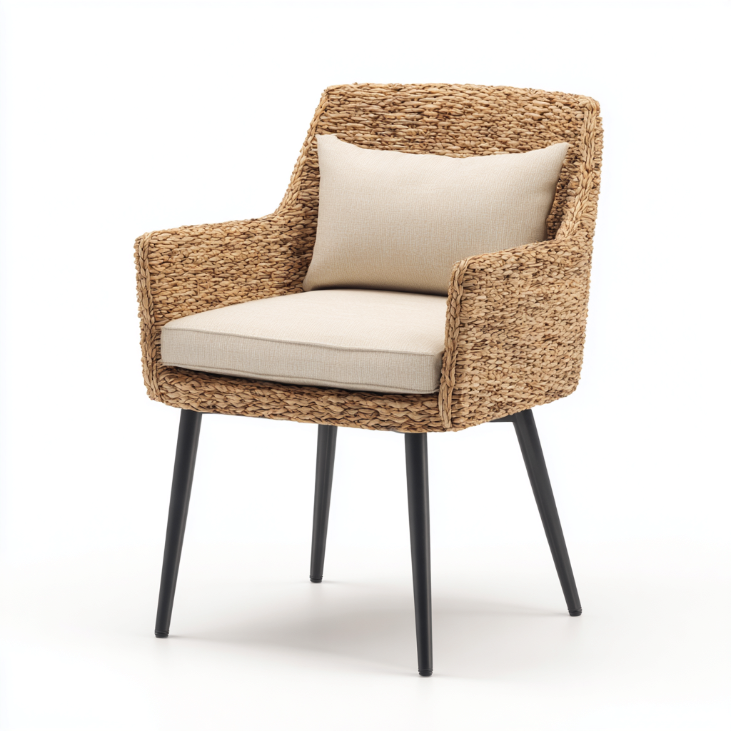 Poltrona Da Giardino - Rattan Sintetico E Metallo - 62X58X88 Cm - Naturale-Nero - Design Moderno-Airyene