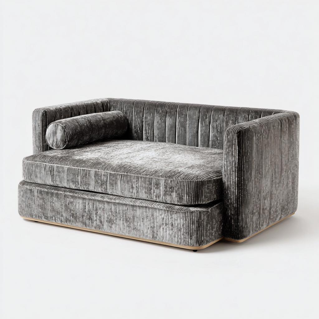 Divano Letto Velluto 165X95X80 Cm - Grigio - Struttura Imbottita - Design Moderno-Airyene