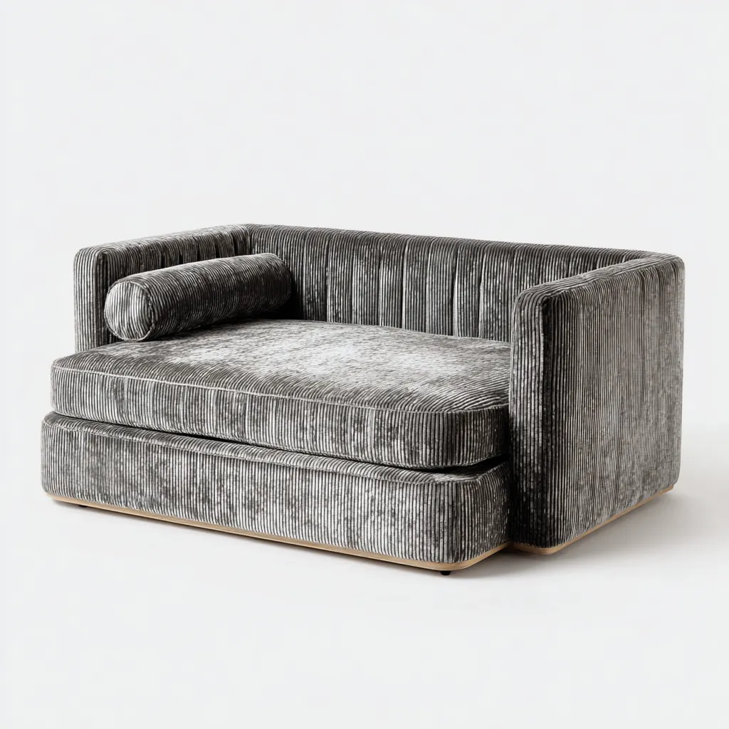 Divano Letto Velluto 165X95X80 Cm - Grigio - Struttura Imbottita - Design Moderno-Airyene