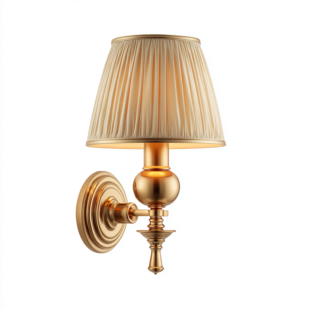 Applique In Metallo Con Paralume In Tessuto 22x18x34 Cm - Oro E Beige - Stile Classico Per Soggiorno-Airyene