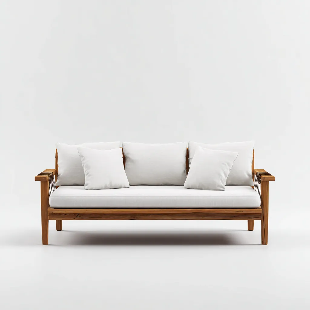 Divano Da Esterno In Legno 210x78x85 Cm - Bianco-Naturale - Adeguato Per Giardino - Design Moderno-Airyene