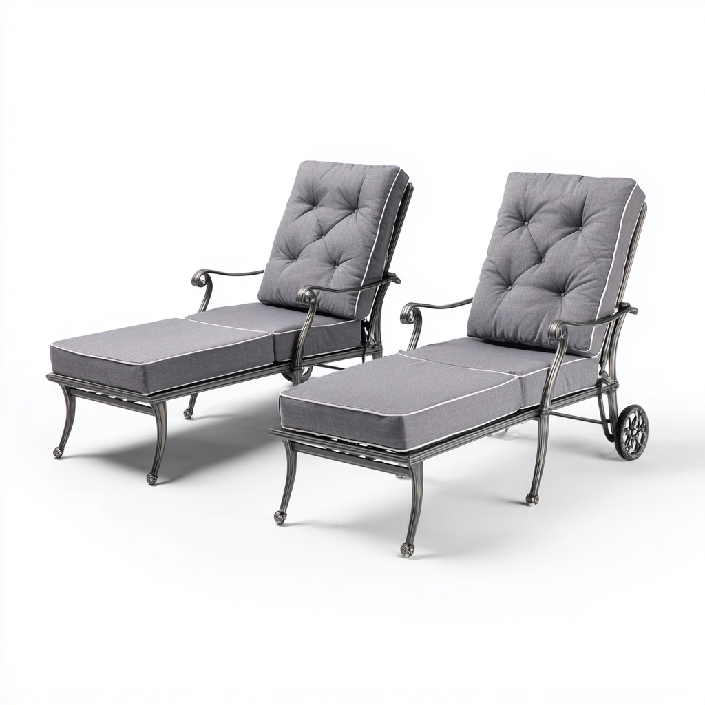 Lettini Da Sole Reclinabili 200x70x112 Cm - Grigio-Metallo - Adeguati Per Giardino - Design Classico-Airyene