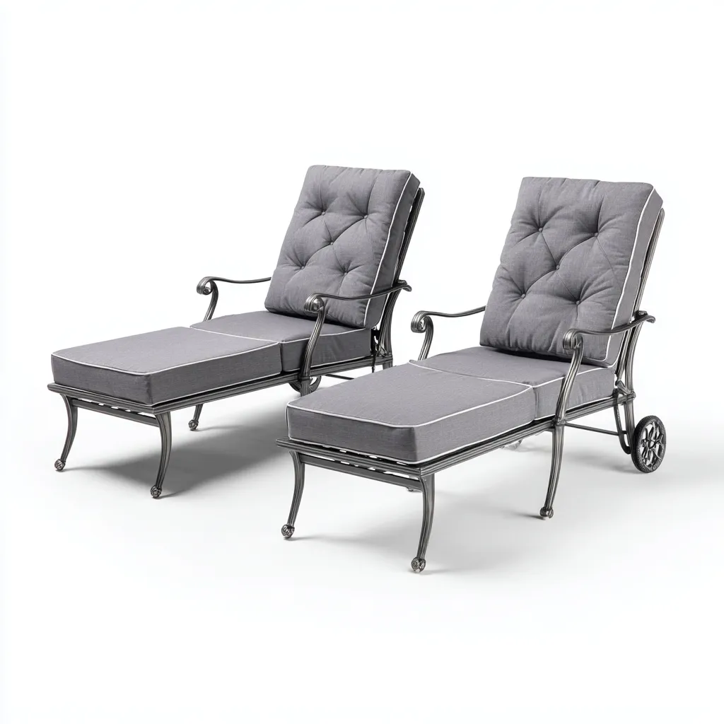 Lettini Da Sole Reclinabili 200x70x112 Cm - Grigio-Metallo - Adeguati Per Giardino - Design Classico-Airyene