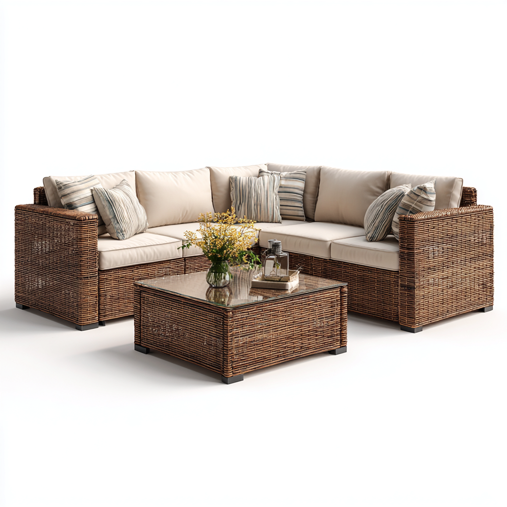 Divano Da Esterno Legno E Rattan 120X60X85 Cm - Colore Naturale-Bianco - Design Moderno-Airyene