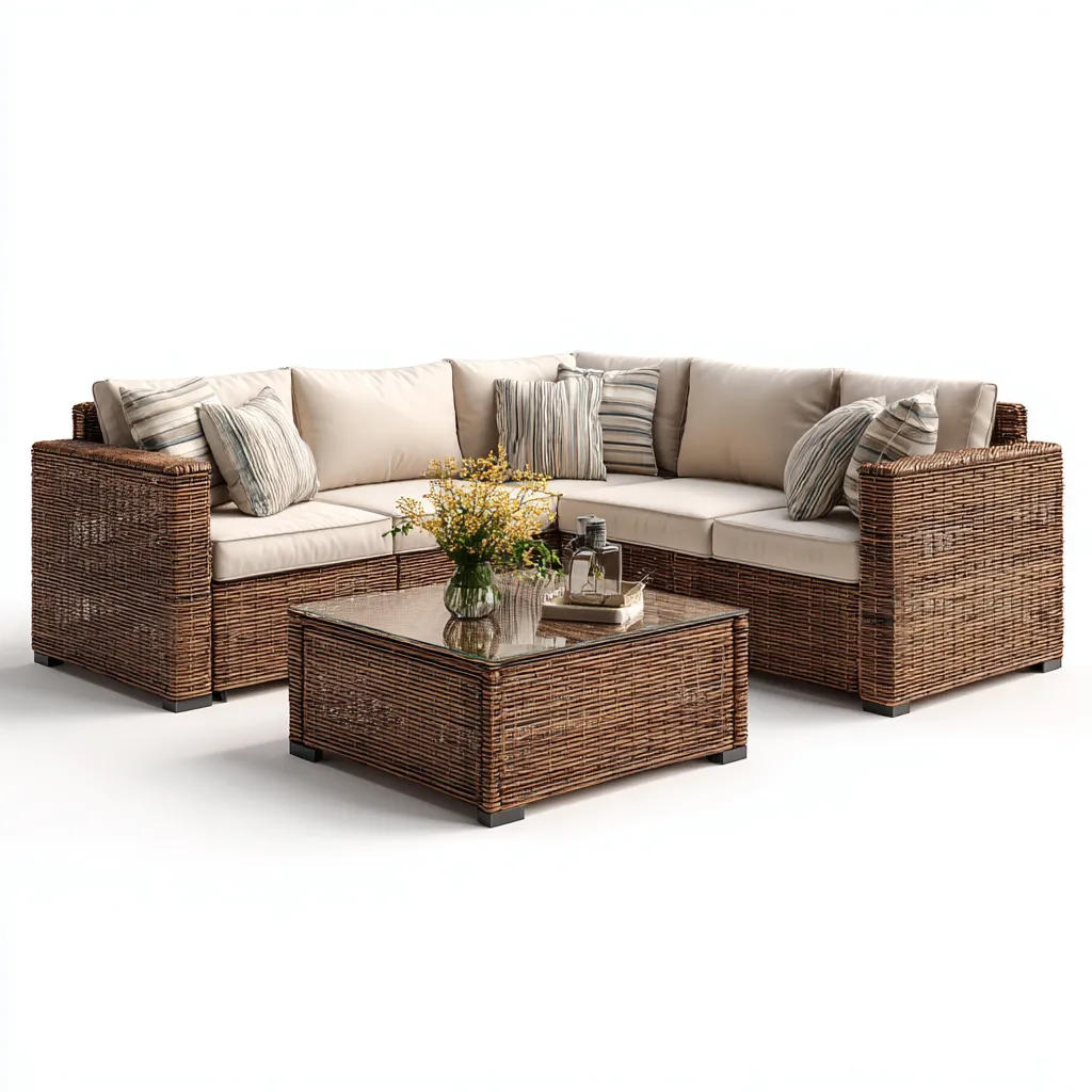 Divano Da Esterno Legno E Rattan 120X60X85 Cm - Colore Naturale-Bianco - Design Moderno-Airyene