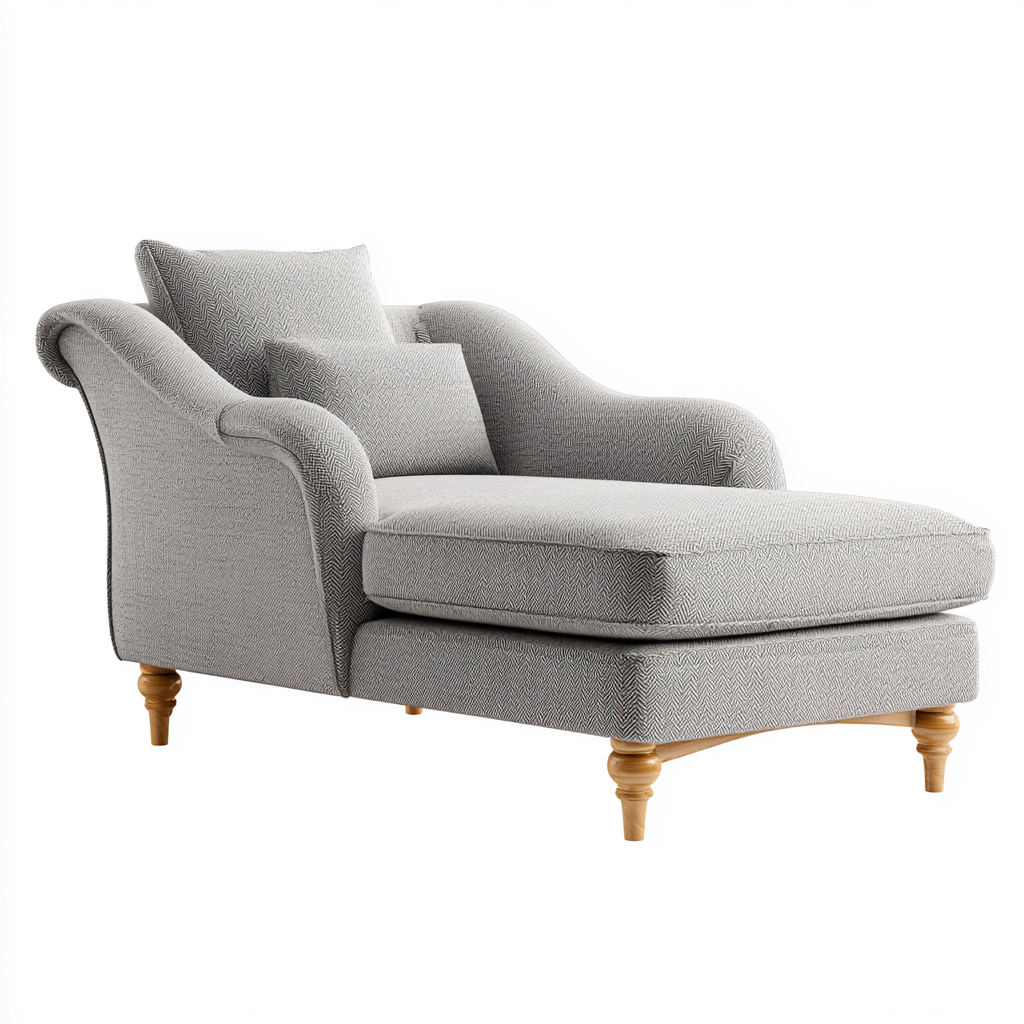 Chaise Longue In Tessuto E Legno 172x80x88 Cm Grigio Chiaro Per Soggiorno Stile Classico-Airyene