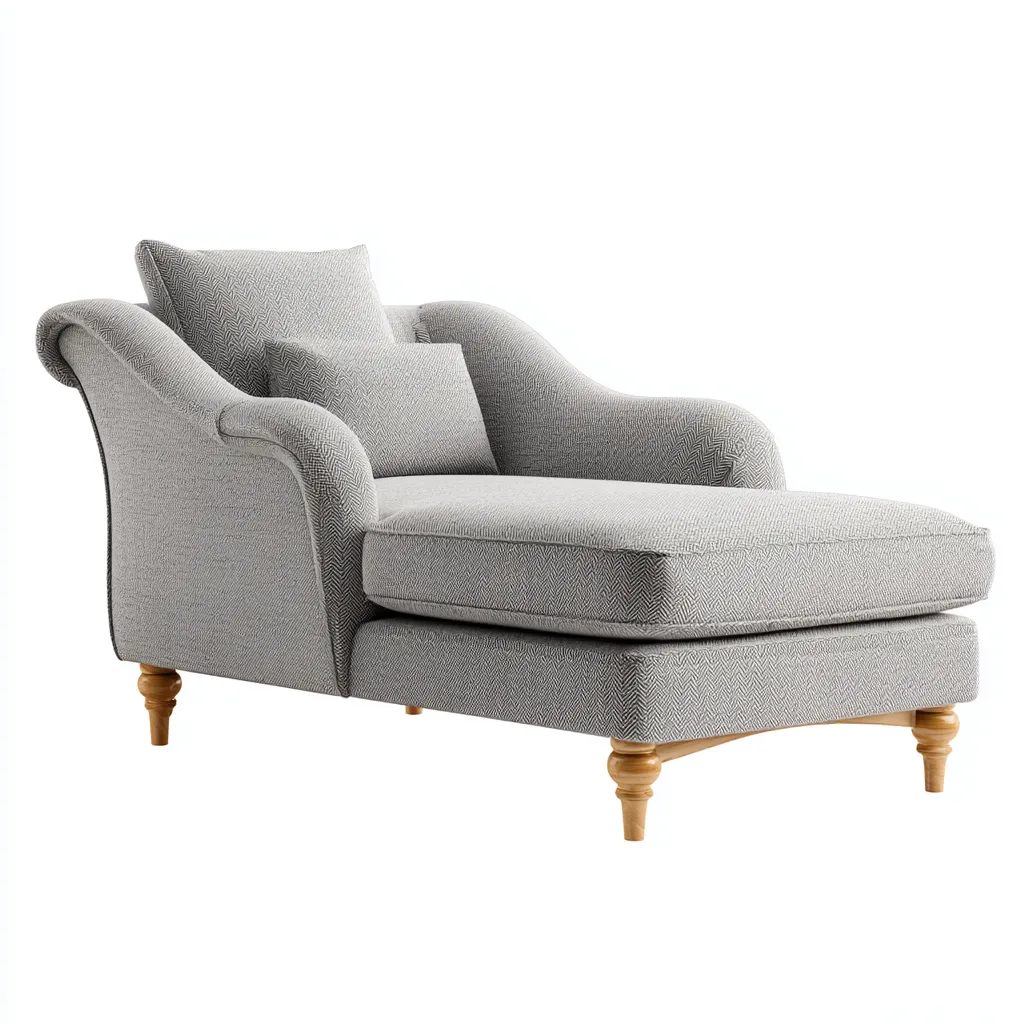 Chaise Longue In Tessuto E Legno 172x80x88 Cm Grigio Chiaro Per Soggiorno Stile Classico-Airyene