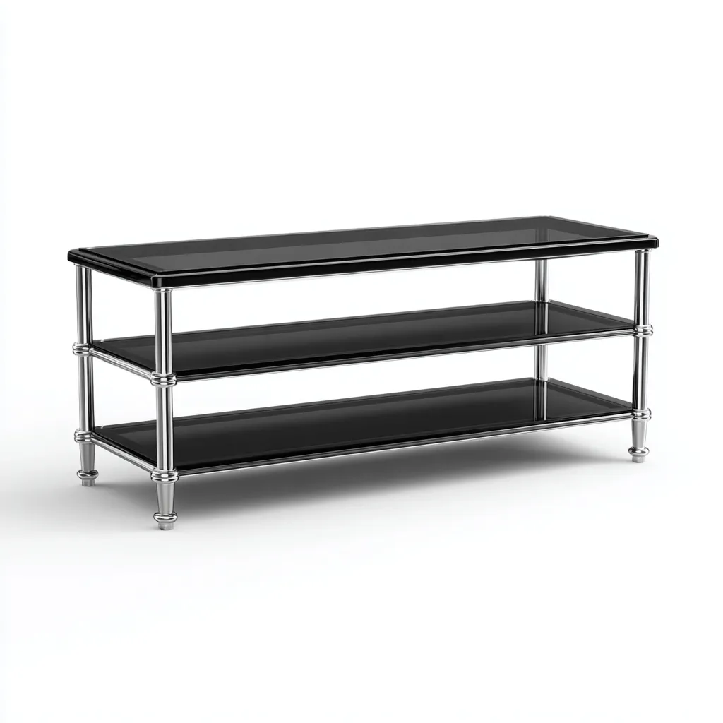 Mobile Tv In Vetro E Metallo 140x40x55 Cm - Nero-Argento - Design Moderno Per Soggiorno-Airyene