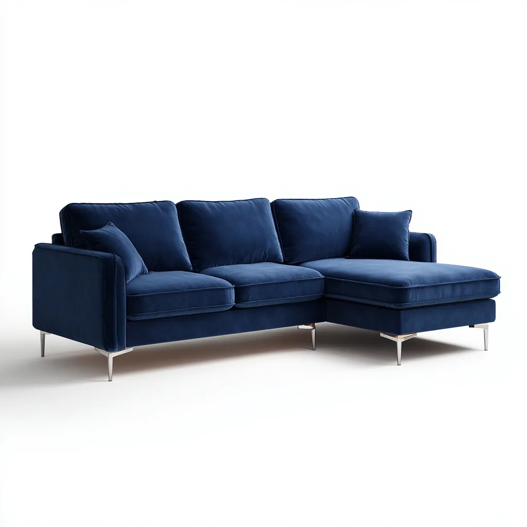 Divano Angolare In Velluto 278X172X84 Cm - Blu Scuro - Design Moderno Per Soggiorno-Airyene