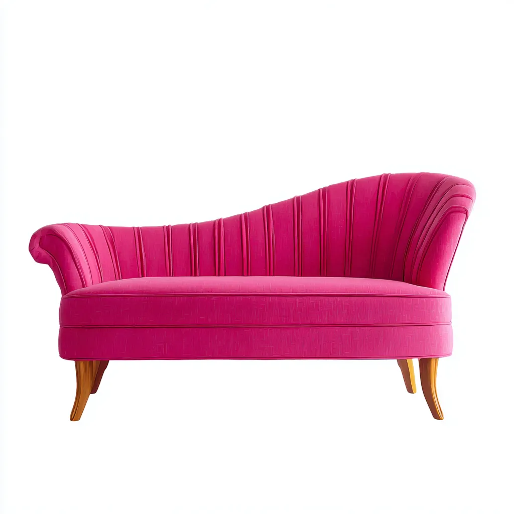 Chaise Longue In Tessuto E Legno 165x78x88 Cm Fucsia Per Soggiorno Stile Classico-Airyene