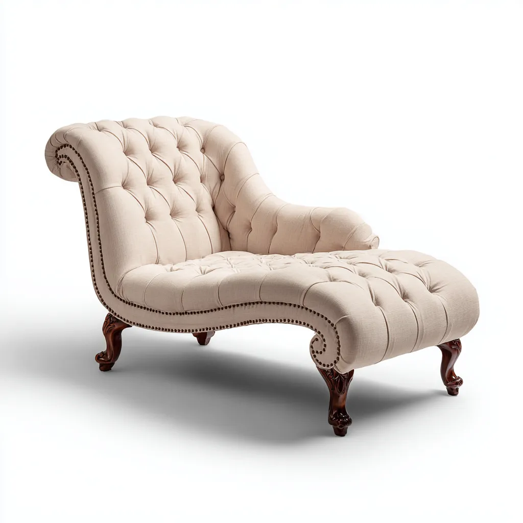 Chaise Longue In Tessuto E Legno 168x78x90 Cm Beige Per Soggiorno Stile Classico-Airyene