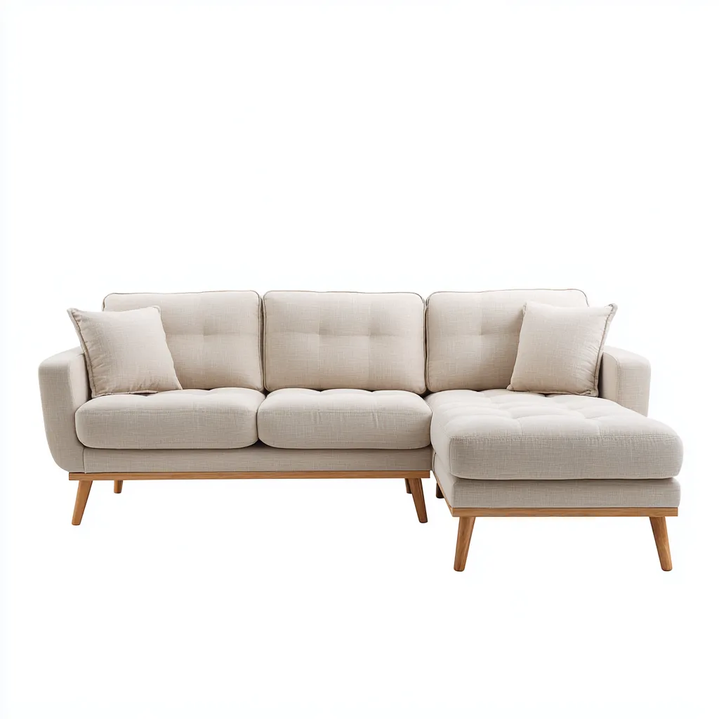 Divano Angolare In Tessuto 270X170X83 Cm - Beige - Design Moderno Per Soggiorno-Airyene