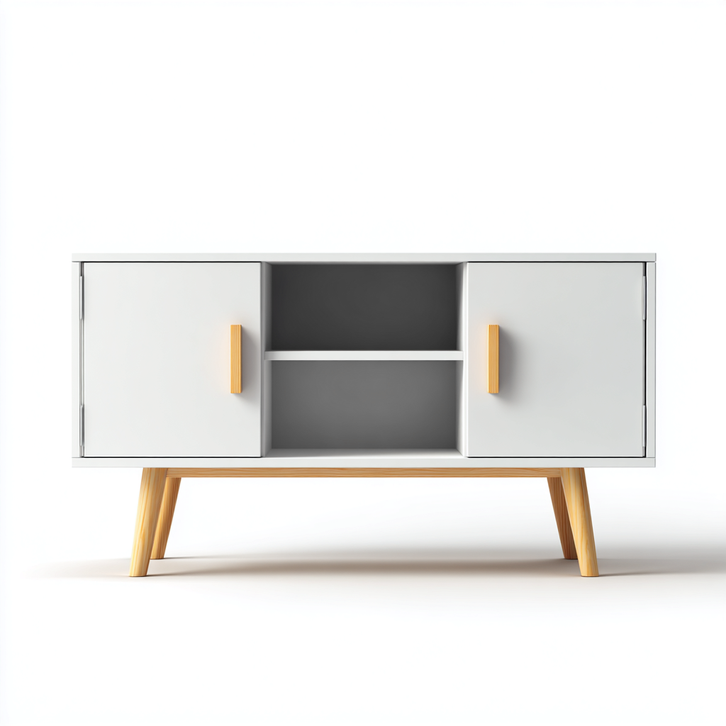 Mobile Tv In Legno 120X40X75 Cm - Bianco-Naturale - Design Moderno Per Soggiorno-Airyene